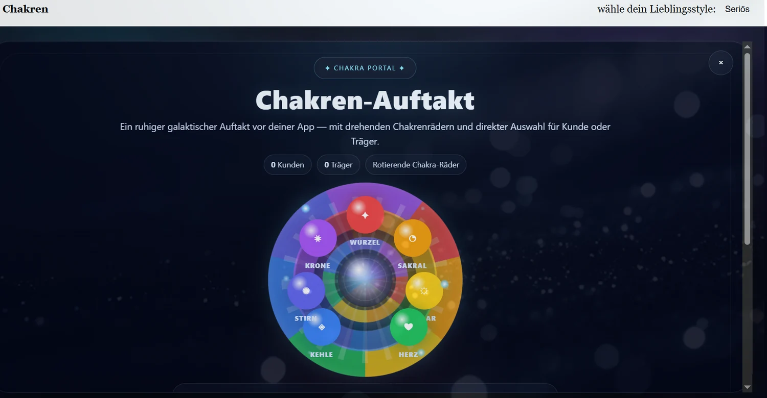 Chakren-Auftakt – echter App-Einblick