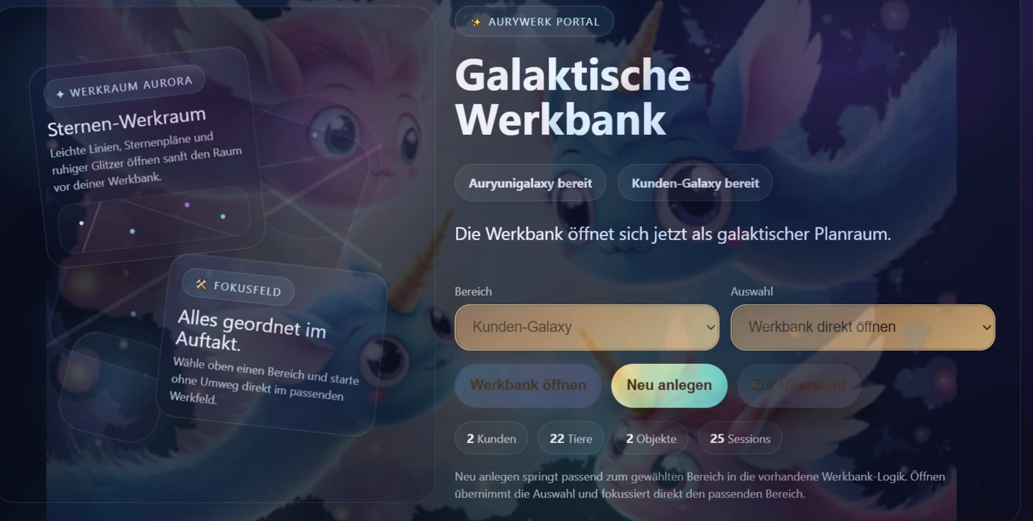 Galaktische Werkbank – echter App-Einblick