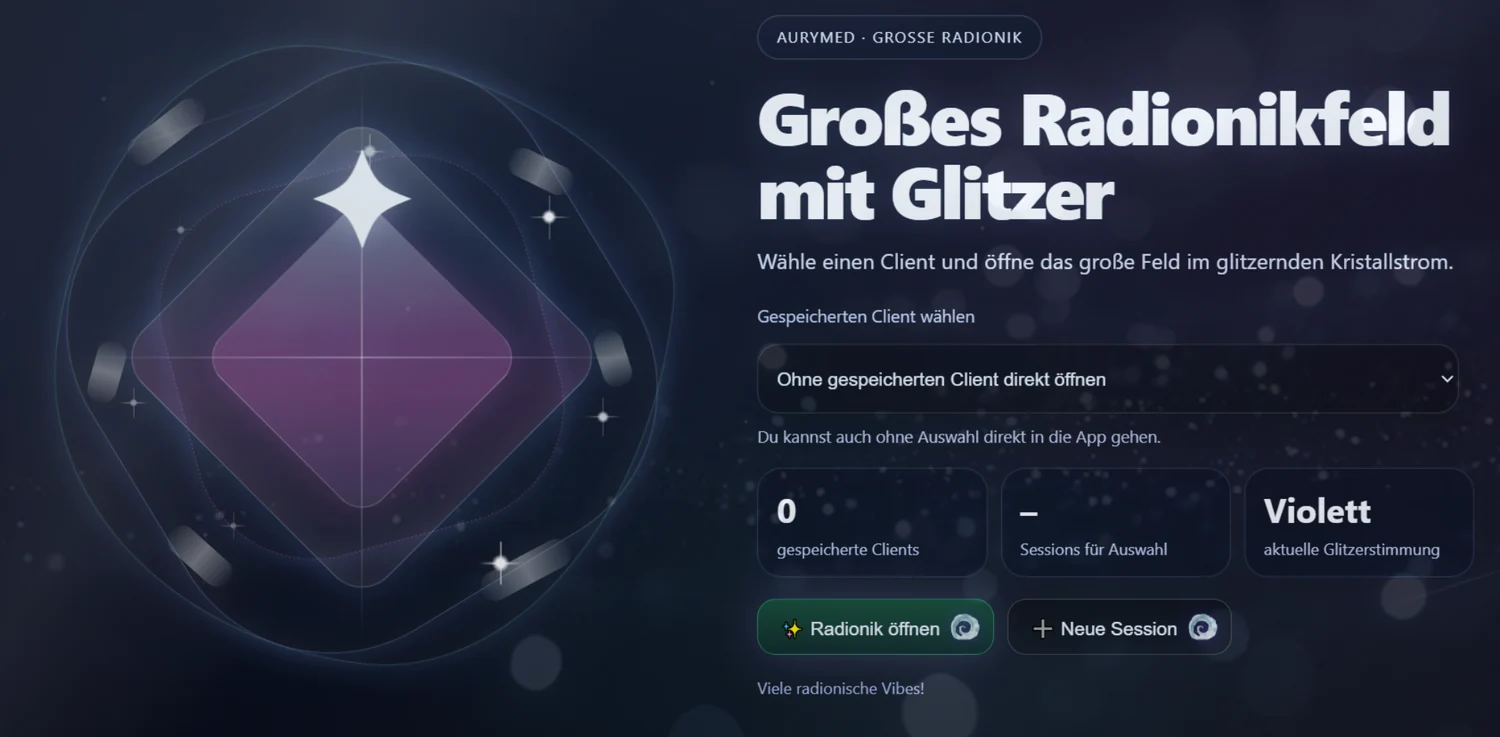 Großes Radionikfeld – echter App-Einblick